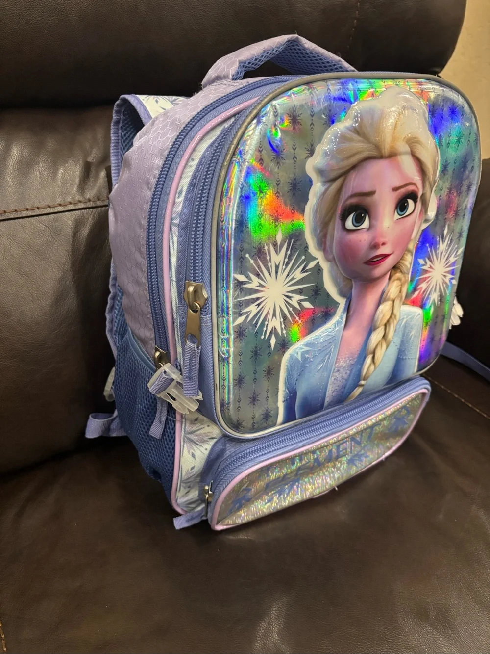 Elsa Holographic Kids Backpack - Purple & Blue